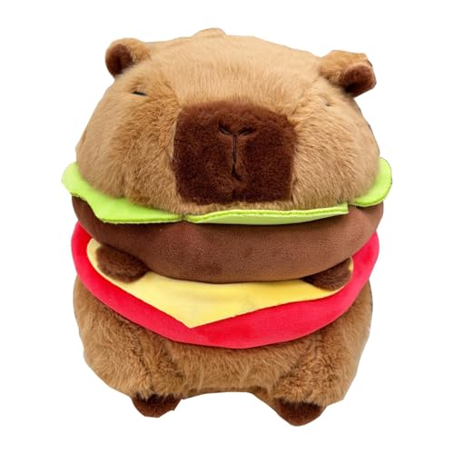 GkgWuxf Gefüllte Capybara Plüschspielzeug, Capybara -Spielzeug,Süße Hamburger Capybara Plüschspielzeug - Entzückende Stoffpuppen, lustige Plüschpuppe für Kinder Mädchen von GkgWuxf