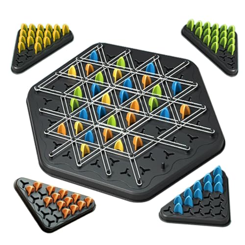 GkgWuxf Ketten-Dreieck-Spiel, Triggle-Spiel, Triggle-Gummiband-Spiel, Dreieck-Steckspiel, klassisches Strategie-Steckbrettspiel, Dreiecksschach-Brettspiel, Denksport-Strategie-Puzzlespielzeug von GkgWuxf