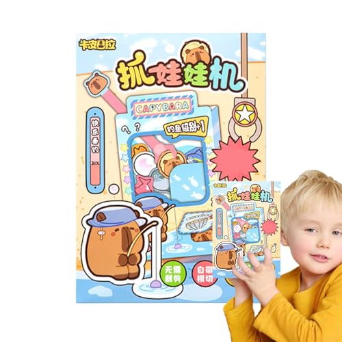 GkgWuxf Kleine Klauenmaschine,Kleine Klauenspielmaschine,Handgefertigte Capybara Arcade-Spielmaschine - Papierkrallenmaschine, Drehmaschine, Spielzeug für Kinder von 3 bis 8 Jahren von GkgWuxf