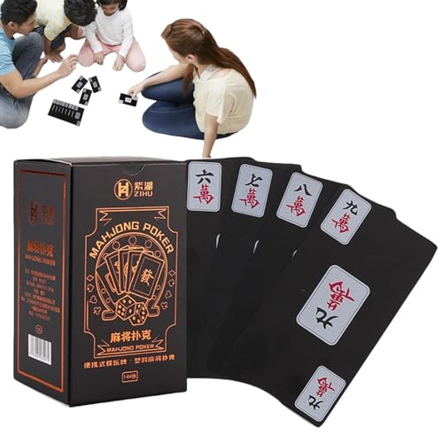 GkgWuxf Mahjong-Spielkarten, Mahjong-Spieldeck | Reise-Spieldeck, wasserdichte PVC-Mahjong-Karte | Geräuschfreies interaktives Brettspiel für Anfänger und Sammler für Reisen und Familientreffen von GkgWuxf