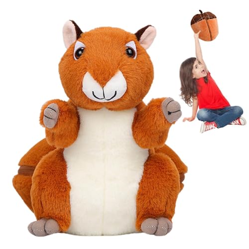 GkgWuxf Plüsch Eichhörnchen gefülltes Spielzeug, Eichhörnchen Plüschspielzeug | Reversible Animal Doll Kissen,Weiches und niedliches Plushie -Plushie -Sofa Kissen, schlafender Begleiter für von GkgWuxf