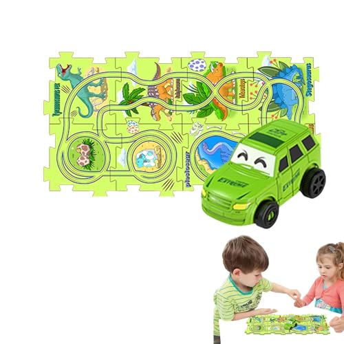 GkgWuxf Puzzle-Rennstrecke, Kinderauto-Streckenset,Puzzle Rail Car Toys Lernspiele | Bauspielzeug Dinosaurier-Thema, Auto-Spielset, Puzzle-Strecke, Lernspielzeug, Auto-Strecke von GkgWuxf