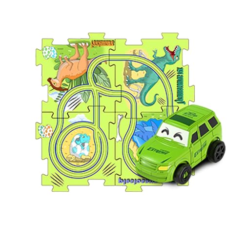 GkgWuxf Puzzle-Strecken mit Fahrzeugen,Puzzle-Rennstrecke,Puzzle Rail Car Toys Lernspiele | Bauspielzeug Dinosaurier-Thema, Auto-Spielset, Puzzle-Strecke, Lernspielzeug, Auto-Strecke von GkgWuxf