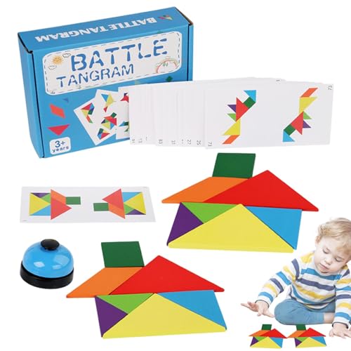 GkgWuxf Tangrams Holzpuzzle,Tangrams Puzzlespielzeug,Holzmuster-Blöcke-Set - Geometrisches Tangram-Spiel, Holzmuster-Blöcke-Set, lehrreiches, lustiges Kinderspielzeug für Heimspaß im Alter von 4–8 von GkgWuxf