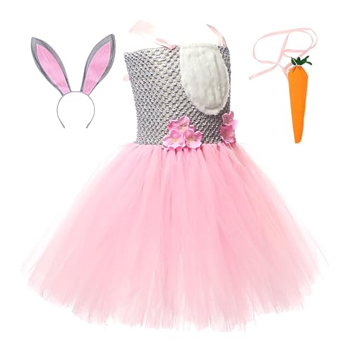 Gkumgwo Ärmelloses -Outfit – Prinzessin Ostern Cosplay Show Kleid mit Plüsch Karotten | Kleine Mädchen Prinzessin Cosplay Kleidung für Ostern, Versammlungen, Rollenspiele von Gkumgwo