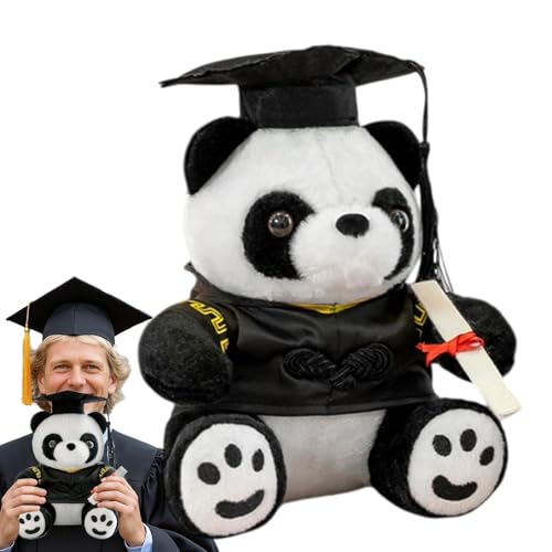 Gkumgwo Abschlusspanda Stofftiere, Panda Graduation Plüsch,Süße Puppen Panda Plüschspielzeug - Kinderspielzeug weiche Puppe mit & Zertifikat, Klasse von 2025 Dekoration für Grundschule & College von Gkumgwo