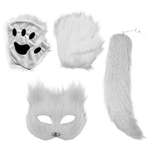 Gkumgwo Animal Maskerade Masque | Dress Up Face Cover with Tail and Gloves | Halloween Masque for Carnival Masquerade Stage Performance von Gkumgwo