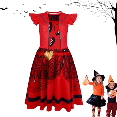 Gkumgwo Descen_dants Rise Of Red-Kostüm | Rise Of Red Kostüm Für Mädchen | Descen_dants Cosplay Outfits Für Kinder | Filmrolle Halloween Cosplay Kostüme Anziehzubehör von Gkumgwo