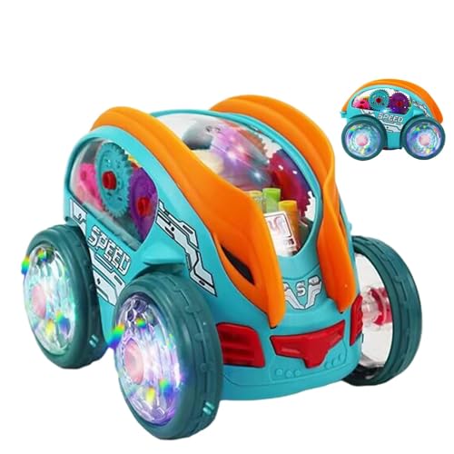 Gkumgwo Dynamisches, getriebebetriebenes Auto, leuchtende Spielzeug- -Trucks,360° drehbares Spielzeugauto mit Musik - Sensorisches Spielzeugauto für Kleinkinder, Lastwagen für Kinder, von Gkumgwo