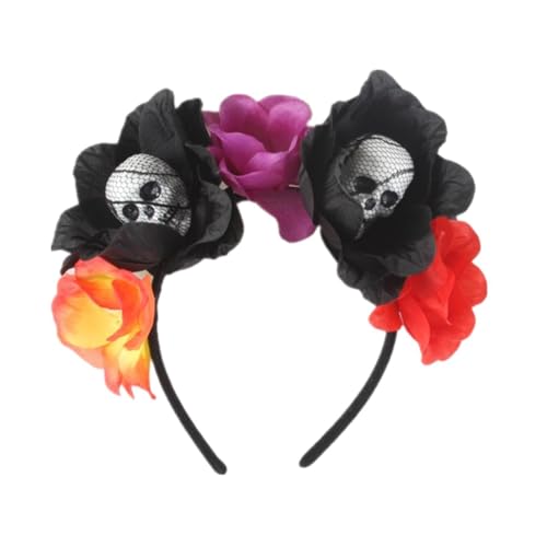 Gkumgwo Gothic Totenkopf Stirnband,Halloween Stirnbänder für Frauen,Totenkopf Damen Haarschmuck | Gruselige Kopfbedeckung für den Urlaub, realistisches Blumenstirnband für Partys von Gkumgwo