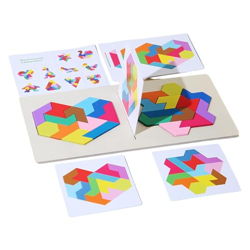 Gkumgwo Holzblock-Puzzle,Holz-Puzzleblock - Gehirnlogikblöcke | Hölzerne Tangram-Puzzles, Block-Geometrie-Denkaufgabe für Zwei Spieler, für und Mädchen im Alter von 3–5 Jahren von Gkumgwo