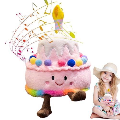Gkumgwo Kuchenspielzeug mit Kerzen, singender Geburtstagskuchen,Singendes Kuchenkissen aus Plüschtier | Musikalisches Plüschtier, kuchenförmige Puppe, kleine kuchenförmige Puppe, Happy Birthday-Lied, von Gkumgwo