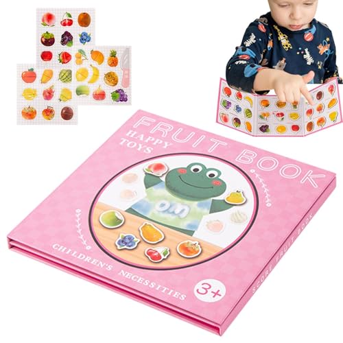 Gkumgwo Magnetisches Obstbuch, Obst-Lernspielzeug - Holzpädagogisches Obstbuch,Niedliche Lernspielzeuge, lustige Kinderspielzeuge zur Entwicklung der Beobachtungsgabe und des logischen Denkvermögens von Gkumgwo