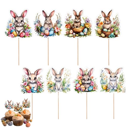 Gkumgwo Osterhasen-Cupcake-Topper,Ostern Cupcake-Topper - Fröhliche Osterhasen-Eier-Kuchendekorationen | Osterkuchendekorationen für Geburtstagsparty-Dekorationen von Gkumgwo