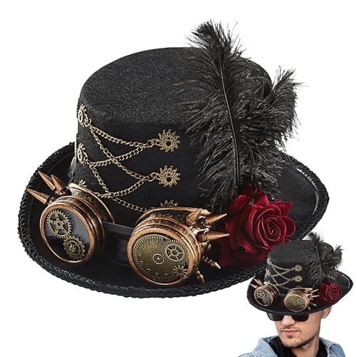 Gkumgwo Steampunk-Zylinder,Unisex-Steampunk-Zylinder | Kostüm Unisex Karneval Zylinder | Halloween-Kostüme mit Metall-Vintage-Zahnrädern für Film-Requisiten, Festivals, Cosplay-Partys, Kostümpartys, von Gkumgwo