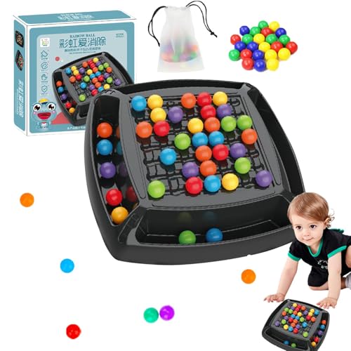 Regenbogenball Ausscheidungsspiel | Intellektuelles Schachspiel | Elimination Brettspiel | Regenbogenball Brettspiel | Bunte Bälle Puzzle Schach | Regenbogenperlen Strategie Puzzlespiele Für Kinder von Gkumgwo