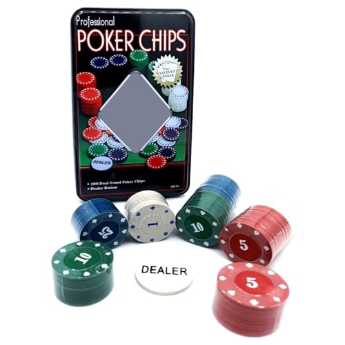 Glac Store Pokerset in Metallbox 100 Chips für Texas Hold'em, Omaha, Blackjack von Glac Store