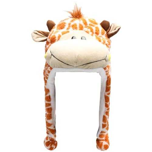 Glamexx24 Plüsch Hut Tiermütze Mütze mit Ohren Giraffe Kostüm Karneval Cap Cosplay Urlaub Weihnachten Halloween Party Wintermütze für Kinder Erwachsene von Glamexx24