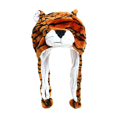 Glamexx24 Plüsch Hut Tiermütze Mütze mit Ohren Tiger Kostüm Karneval Cap Cosplay Urlaub Weihnachten Halloween Party Wintermütze für Kinder Erwachsene von Glamexx24