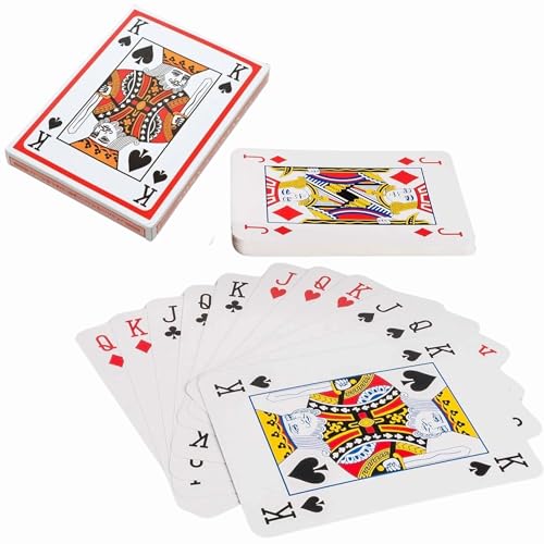 Glamified , glam Glamified, glamouröse Jumbo-Spielkarten mit Kunststoffbeschichtung – L28 x B21 cm (11,02 x 8,26 Zoll) – komplettes Set mit lustigen Riesenkarten – Casino-Pokerspiele für drinnen und von Glamified , glam