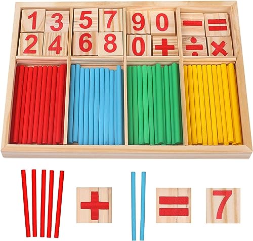 Glamified Holzspielzeug, Zählstäbe, mathematische Intelligenzstäbe, Zahlenkarten, Bausteine, Geschenk für Kinder, Vorschule, Lernspielzeug (bunt) von Glamified , glam