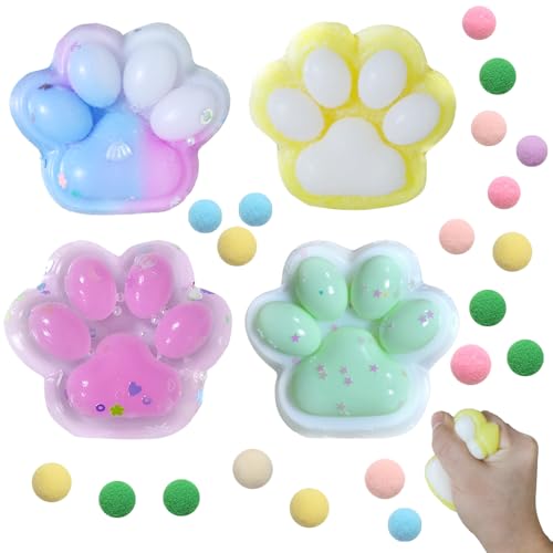 Glamifyr 4 Stück Taba Squishy, Paw Katzenpfoten Squishy Pfote Taba Squishy Paw Anti Stress Katzenpfoten Squishy Cat, Katzen Pfoten Squishy Tabalapka Squish für Kinder und Erwachsene von Glamifyr