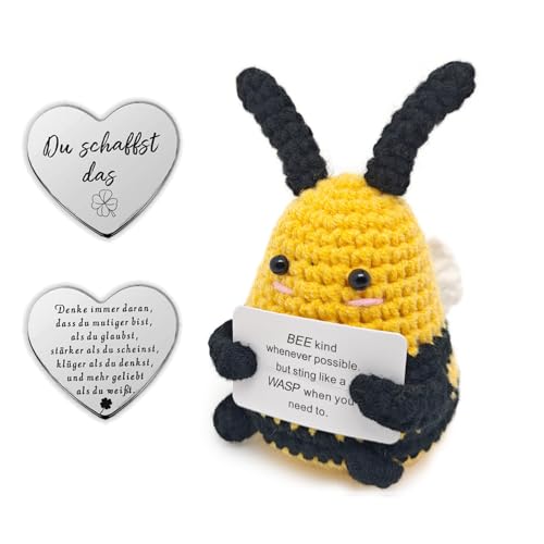 Glamifyr Pocket Hug Positive Bee, Glücksbringer Kinder Biene Süße Geschenke, Bienen Biene Kuscheltier Biene Fluffyhug, Positive Geschenke Gute Besserung Geschenke Motivationsgeschenke Freundin von Glamifyr