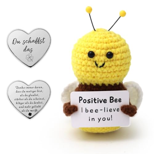 Glamifyr Pocket Hug Positive Bee,Glücksbringer Kinder Biene Süße Geschenke,Bienen Biene Kuscheltier Biene Fluffyhug,Positive Geschenke Gute Besserung Geschenke Motivationsgeschenke Freundin Patient von Glamifyr