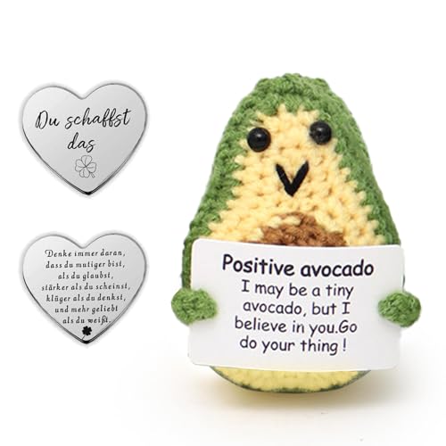 Glamifyr Positive Avocado,Pocket Hug Avocado Geschenke Avocado Kuscheltier Avocado Plüschtier,Aufmunterung Karte Motivationsgeschenke Positive Geschenke Gute Besserung Geschenke Glücksbringer Kinder von Glamifyr