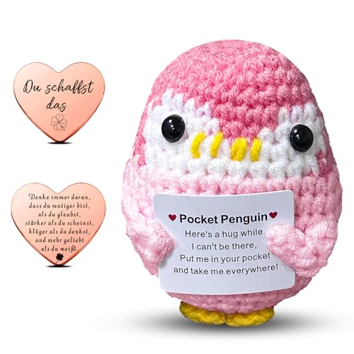 Glamifyr Positive Penguin,Positive Pinguin Spielzeug Pinguin Geschenk,Pinguin Geschenke mit Aufmunterung Karte Motivationsgeschenke Positive Geschenke Gute Besserung Geschenke Glücksbringer Kinder von Glamifyr