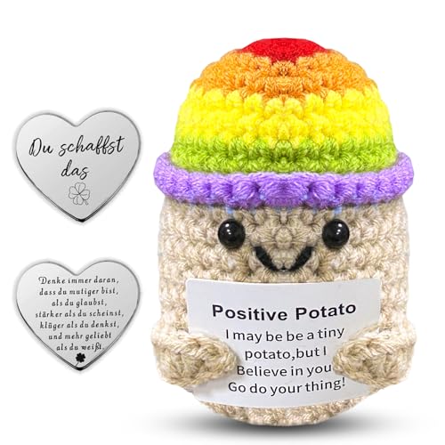 Glamifyr Positive Potato,Pocket Hug Glücksbringer Kartoffel,Positive Kartoffel Deutsch Glückskartoffel Mut Mach Geschenke,Motivationsgeschenke Positive Geschenke Geschenke Glücksbringer Kinder von Glamifyr