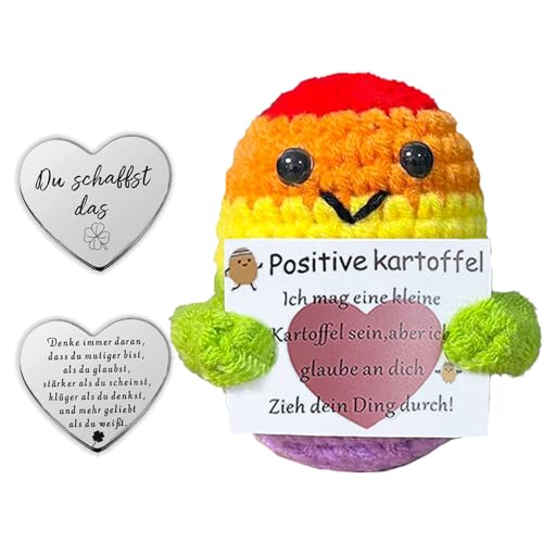 Glamifyr Positive Potato,Glücksbringer Kartoffel,Positive Kartoffel Deutsch Glückskartoffel Mut Mach Geschenke,Positive Geschenke Gute Besserung Geschenke Glücksbringer Kinder Motivationsgeschenke von Glamifyr