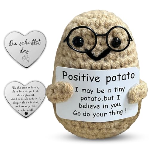 Glamifyr Positive Potato,Positive Kartoffel Glücksbringer Kartoffel,Deutsch Glückskartoffel Mut Mach Geschenke,Motivationsgeschenke Positive Geschenke Gute Besserung Geschenke Glücksbringer Kinder von Glamifyr