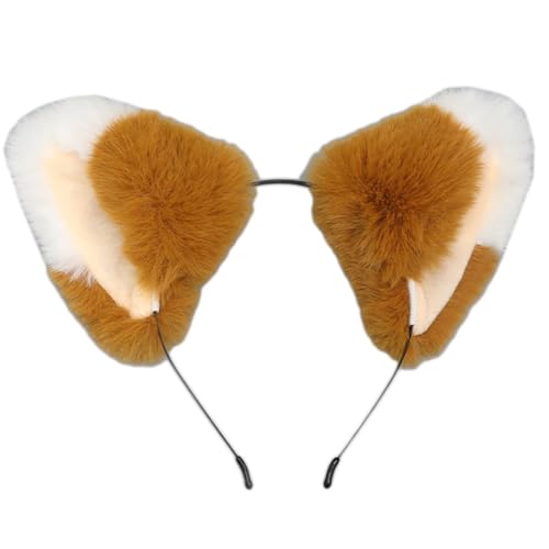 Glanhbnol FauxFurs Beast Ear Hairhoop Katzenschwanz für Frauen Party Haarband Animes Stirnband Party Kostüm Weiblich Cosplay Kopfschmuck von Glanhbnol