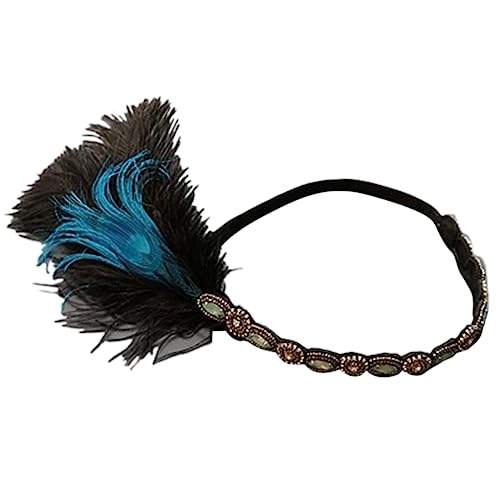 Glanhbnol Flapper Stirnband Maskerade Kopfschmuck Feder Kopfschmuck Frau Karneval Kopfschmuck Federn Gatsbys Kopfschmuck von Glanhbnol