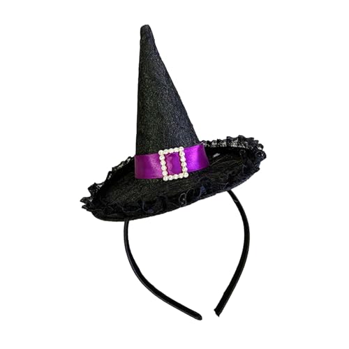 Glanhbnol Halloween Pailletten Hexenhut Kopfschmuck Stirnband Rose Specter - Slip Fang Haarreif Haarstyling-Werkzeug von Glanhbnol