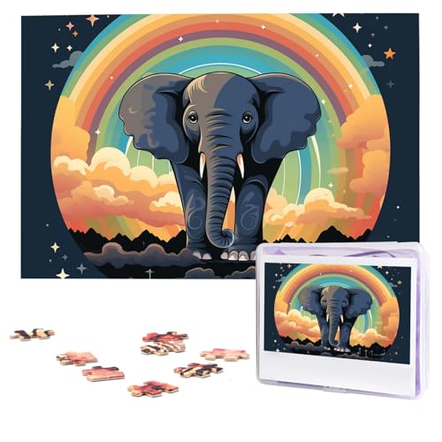 Ein niedlicher Elefanten-Puzzle, 1000 Teile, personalisiertes Puzzle, Foto-Puzzle für Erwachsene, anspruchsvolles Bilderpuzzle mit Aufbewahrungstasche, Puzzles für Männer und Frauen, Heimdekoration von GlbnSHeric