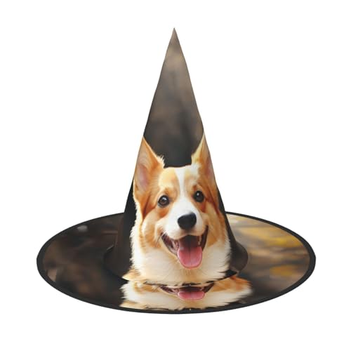 GlbnSHeric Hexenhüte Halloween Kegel Zauberer Hut Corgi Hund Hexenhüte Halloween Hut Kostüm Cosplay von GlbnSHeric