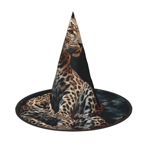 GlbnSHeric Hexenhüte Halloween Kegel Zauberer Hut Ein Leopard sitzt Hexenhüte Halloween Hut Kostüm Cosplay von GlbnSHeric