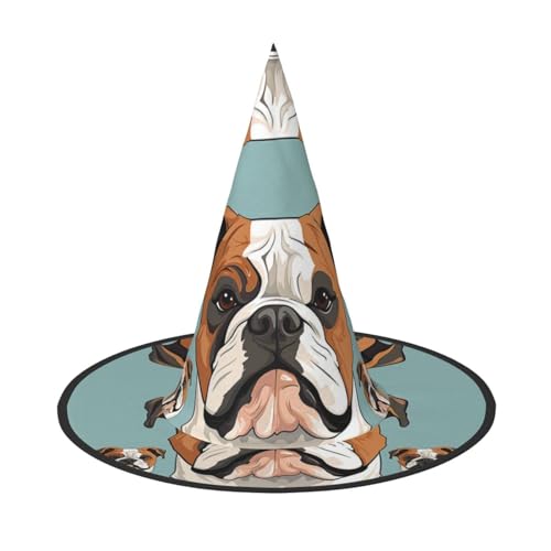 GlbnSHeric Hexenhüte Halloween Kegel Zauberer Hut Englische Bulldogge Gesichter Hexenhüte Halloween Hut Kostüm Cosplay von GlbnSHeric