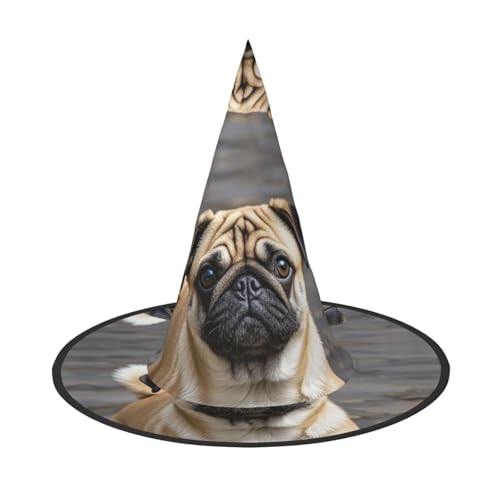 GlbnSHeric Hexenhüte Halloween Kegel Zauberer Hut Tier Mops Hund Hexenhüte Halloween Hut Kostüm Cosplay von GlbnSHeric