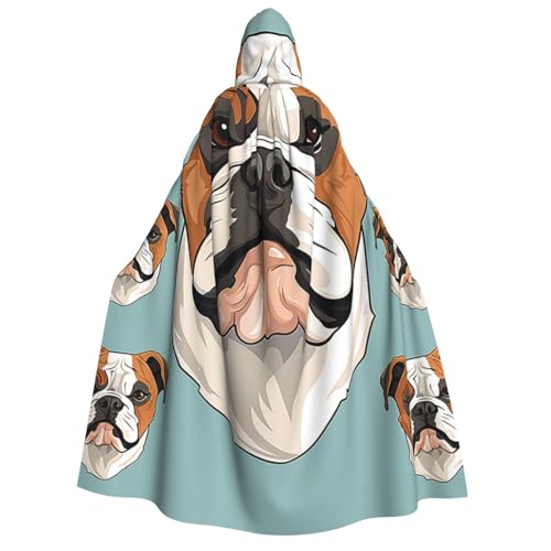 GlbnSHeric Kapuzenumhang, Unisex, Halloween, Kapuzenumhang, englische Bulldogge, Gesichter, Kapuzenmantel, Halloween-Umhang, Cosplay-Kostüme von GlbnSHeric