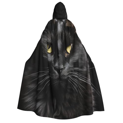 GlbnSHeric Kapuzenumhang, Unisex, Halloween, Kapuzenumhang, schwarze Katze, Kapuzenmantel, Halloween-Umhang, Cosplay-Kostüme von GlbnSHeric