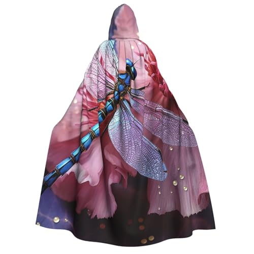 GlbnSHeric Kapuzenumhang, Unisex, Halloween-Umhang, Blume und blaue Libelle, Kapuzenmantel, Halloween-Umhang, Cosplay-Kostüme von GlbnSHeric