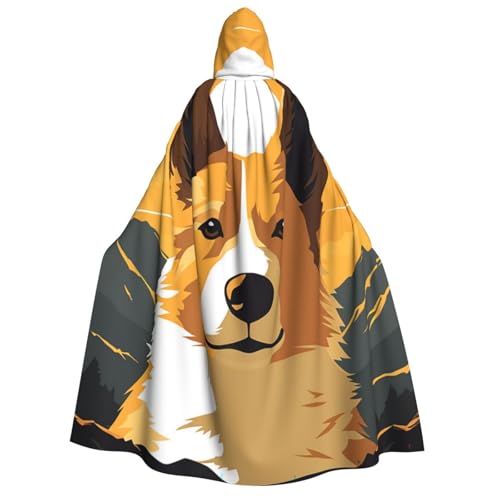 GlbnSHeric Kapuzenumhang, Unisex, Halloween-Umhang, Corgi-Silhouette, Kapuzenmantel, Halloween-Umhang, Cosplay-Kostüme von GlbnSHeric