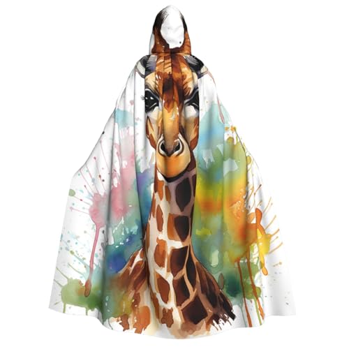 GlbnSHeric Kapuzenumhang, Unisex, Halloween-Umhang, niedliche Giraffe, Aquarell, Kapuzenmantel, Halloween-Umhang, Cosplay-Kostüme von GlbnSHeric