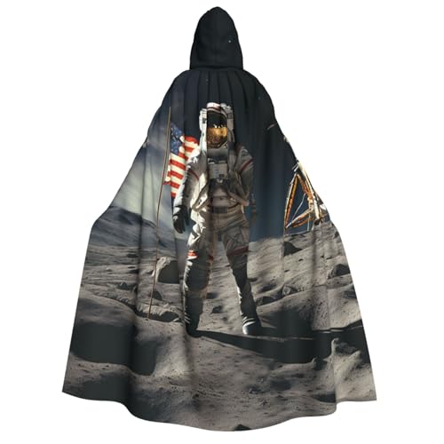 GlbnSHeric Kapuzenumhang Unisex Halloween Kapuzenumhang Astronaut Landung auf dem Mond Kapuzenmantel Halloween Umhang Cosplay Kostüme von GlbnSHeric