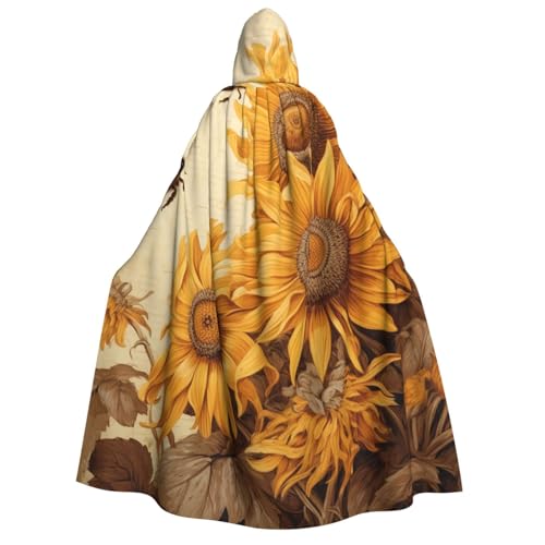 GlbnSHeric Kapuzenumhang Unisex Halloween Kapuzenumhang Bienen Sonnenblumen Kapuzenmantel Halloween Umhang Cosplay Kostüme von GlbnSHeric