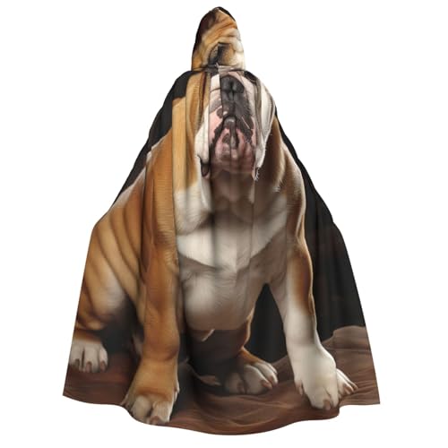 GlbnSHeric Kapuzenumhang Unisex Halloween Kapuzenumhang Englische Bulldogge Kapuzenmantel Halloween Umhang Cosplay Kostüme von GlbnSHeric