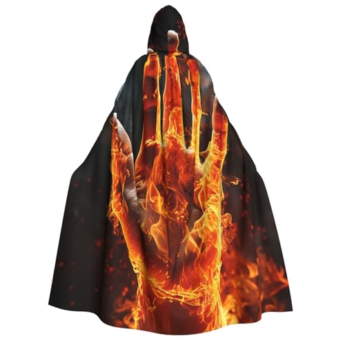 GlbnSHeric Kapuzenumhang Unisex Halloween Kapuzenumhang Feuer Flamme Hand Kapuzenmantel Halloween Umhang Cosplay Kostüme von GlbnSHeric